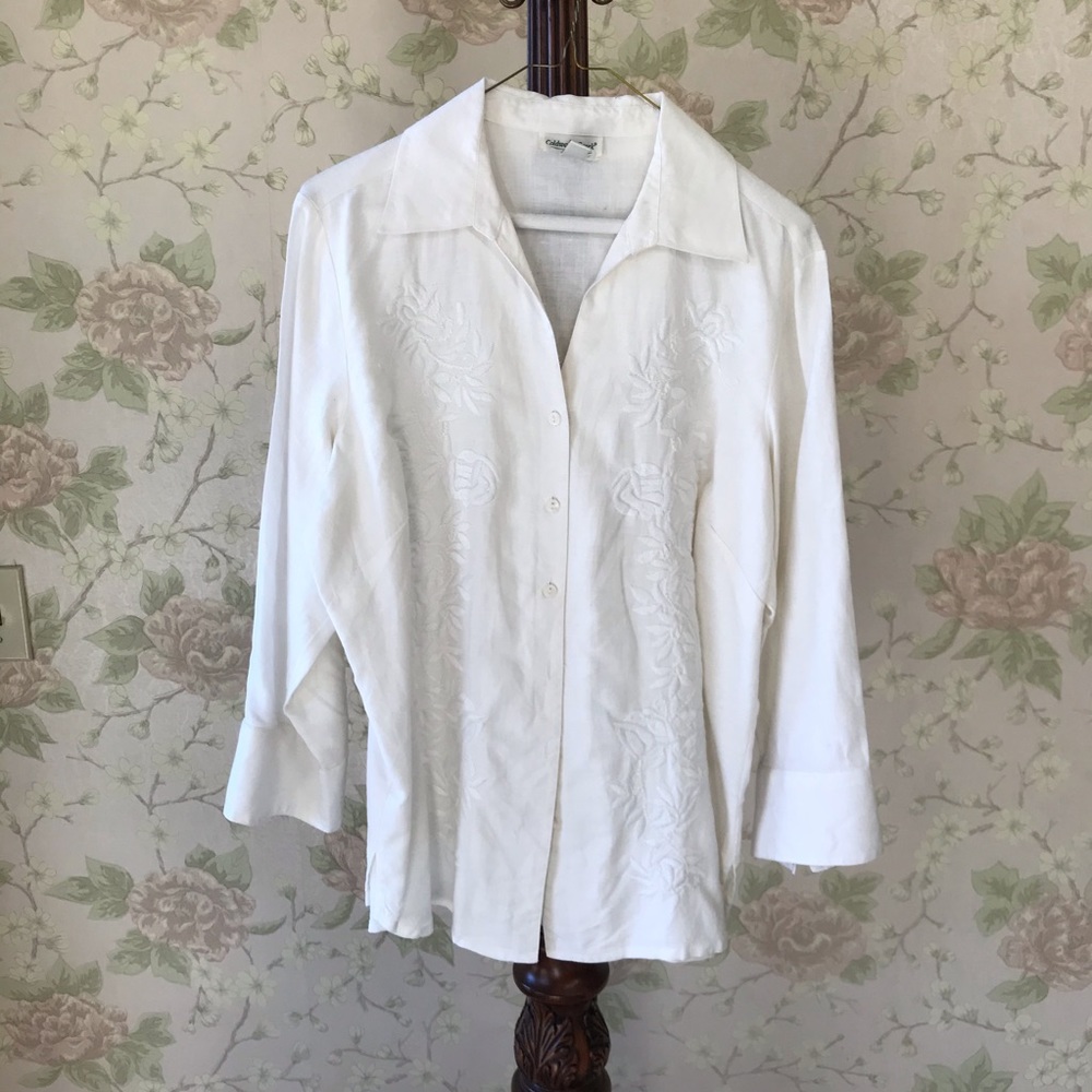 White Embroidered Coldwater Creek Blouse